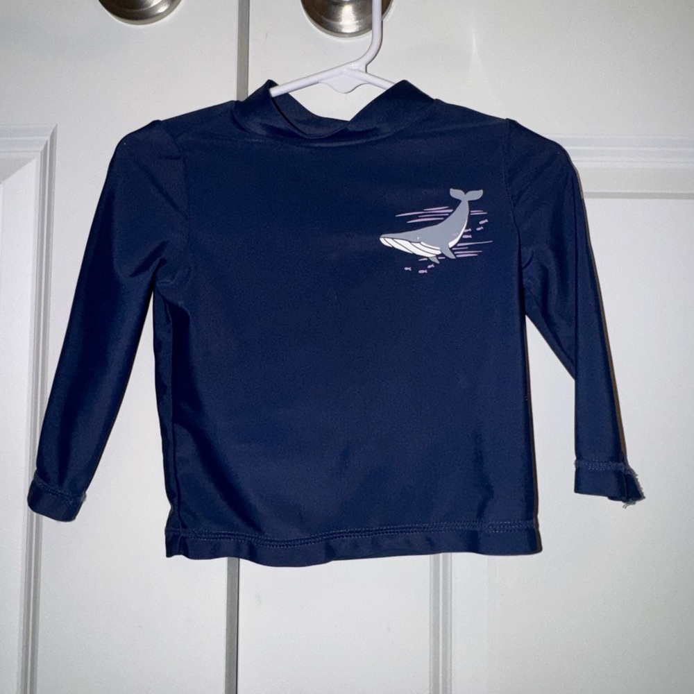 Navy Whale 🐋 Kids Swim Shirt Rashguard ☀️12 Month Baby